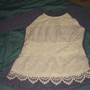 Grey Long sleeve Shirt with white